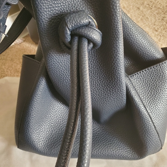 Vegan Leather Navy Blue Handbag - Picture 2 of 6